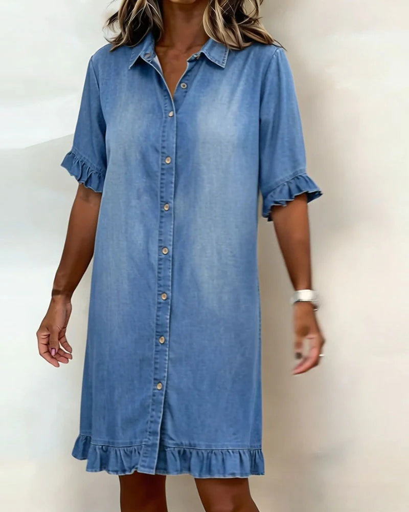 Louise | Robe en Denim Confortable avec Fronces Flatteuses