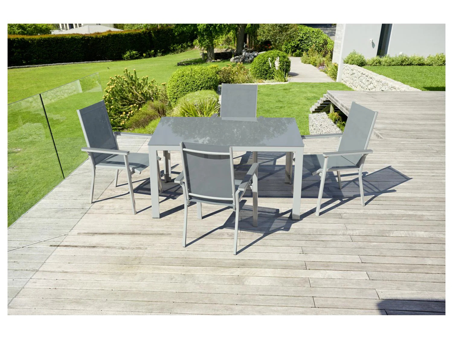 LIVARNO home Chaise empilable en aluminium Houston, blanc/gris clair