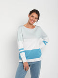 Pull femme rayé bleu pacifique