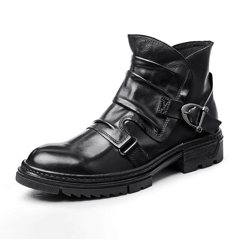 Bottes pour hommes marron unies avec lacets - Modèle Pierre
