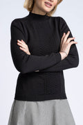 Pull intégral femme en laine merinos noir