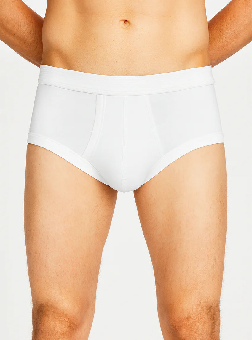 Slip ouvert homme uni en coton blanc