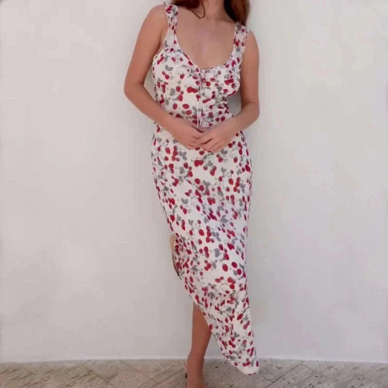 Robe Maxi Dos Nu Plongeant Fleurie Mode Été