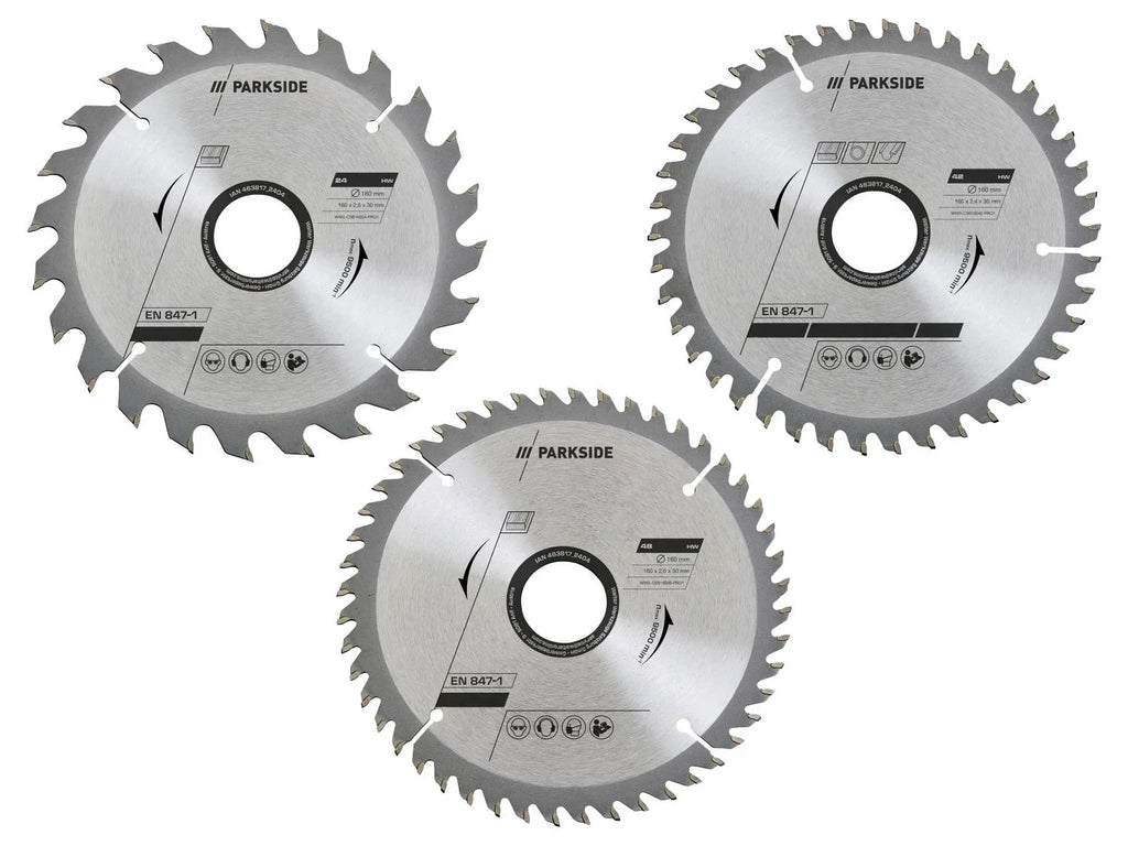 PARKSIDE Lame de scie circulaire, 160 mm, 24 dents, 42 dents, 48 dents