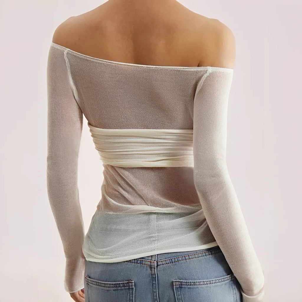 Shanelle - Blouse Épaules Dénudées à Manches Longues