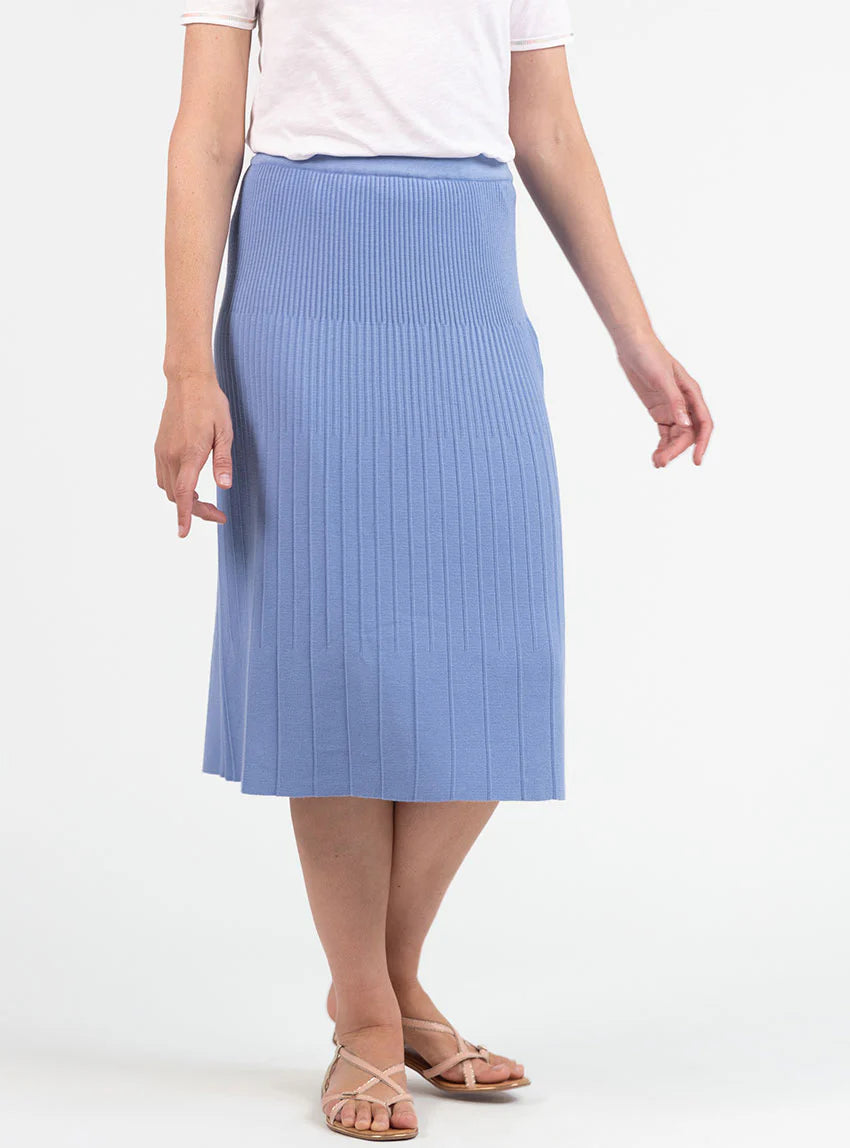 Jupe plissée femme fluide en viscose bleu aster