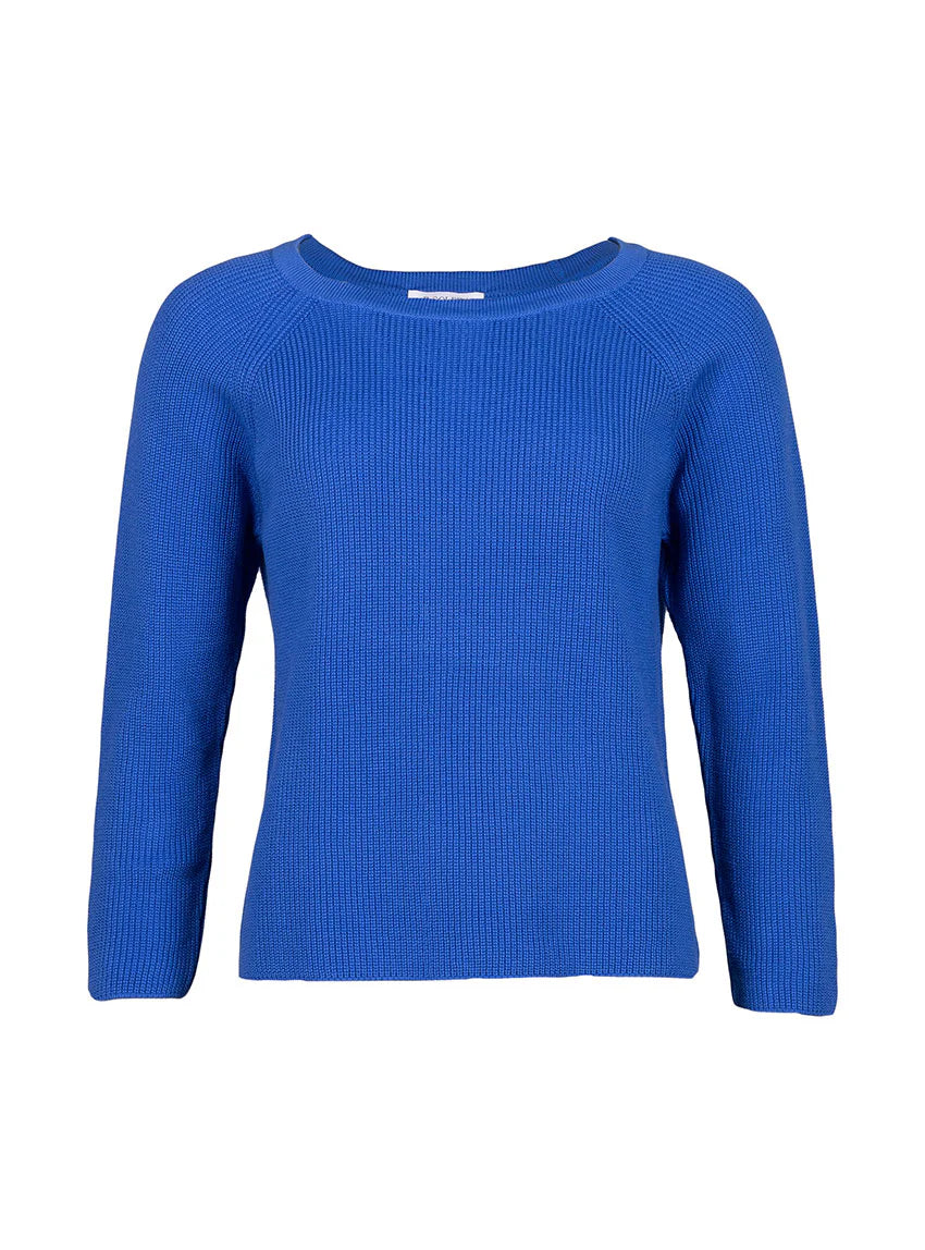 Pull femme en maille perlée coton bleu atlantique