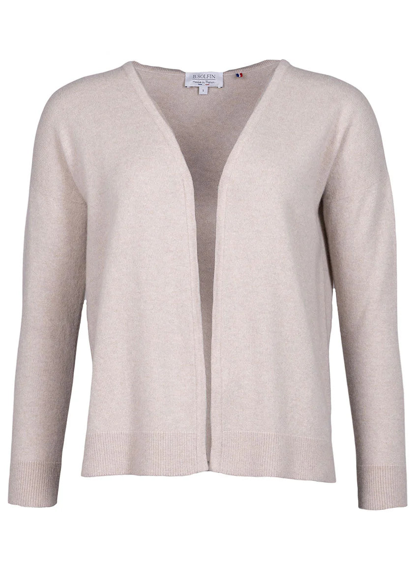 Gilet femme bord à bord laine et cachemire beige naturel