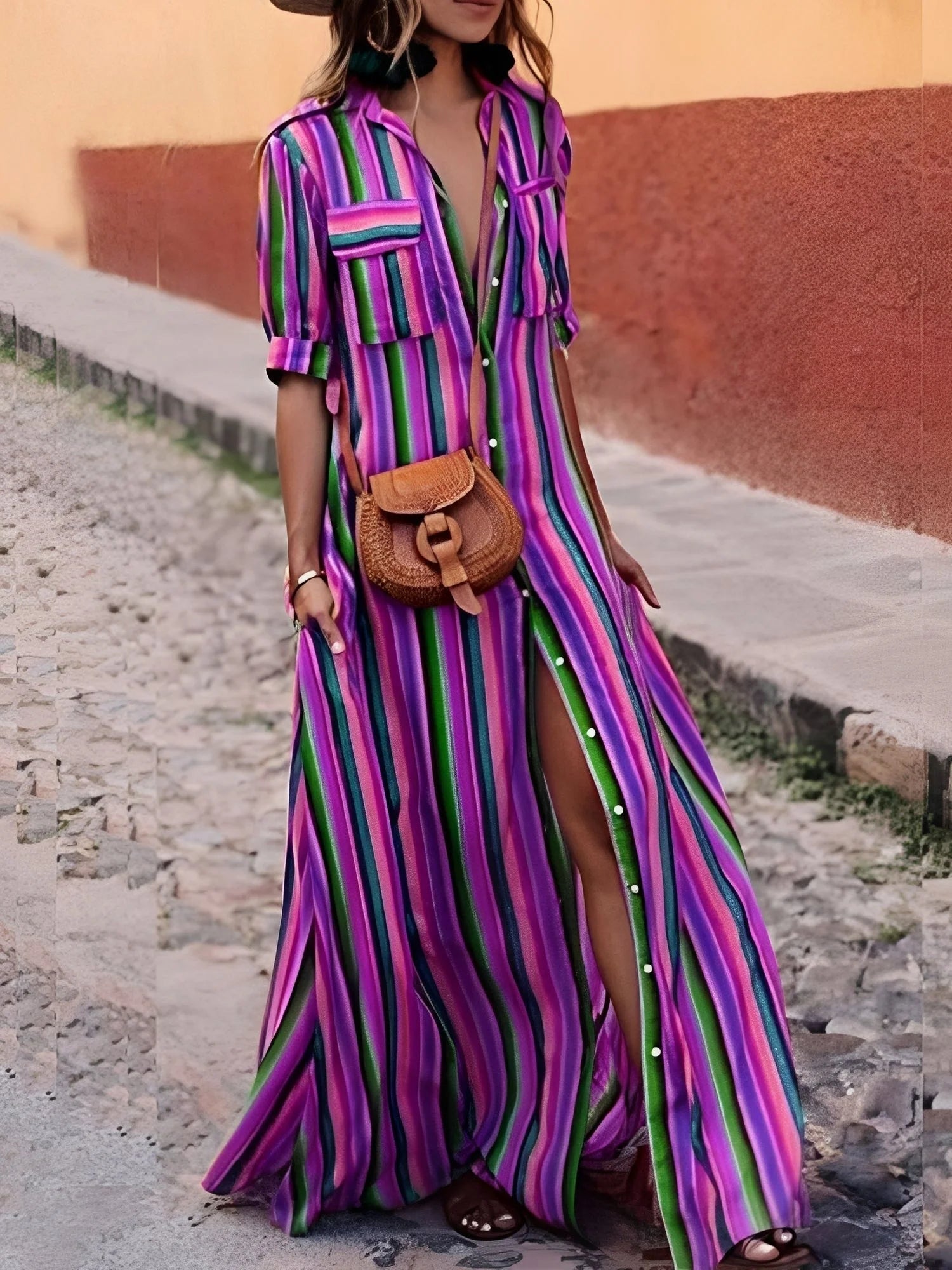 Samara - Robe Maxi Rayée Élégante