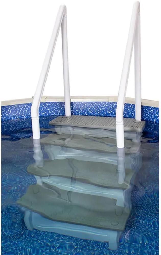 Select Anti-Slip in-Pool Steps | Gray | for Above Ground Swimming Pools | Can Mount to Decks 48 to 54 H | Safety Stairs Capacity Up to 300 lbs