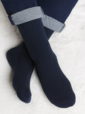 Mi-chaussettes pure laine bleu marine