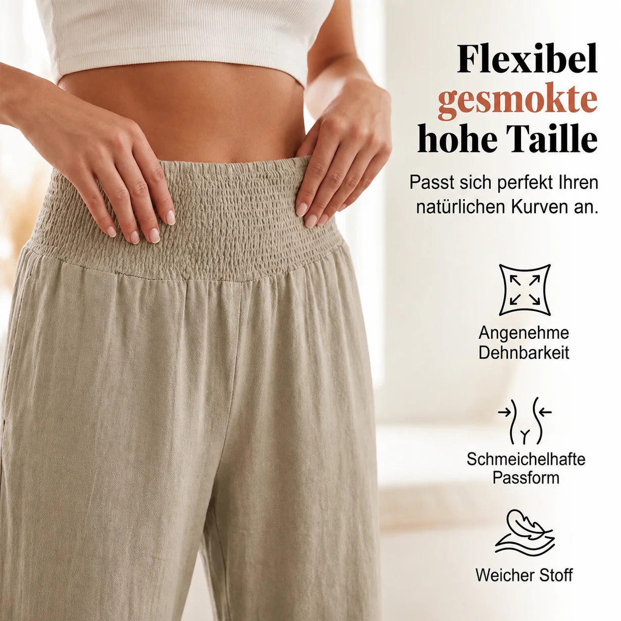 Pantalon large bohème avec ourlet à volants