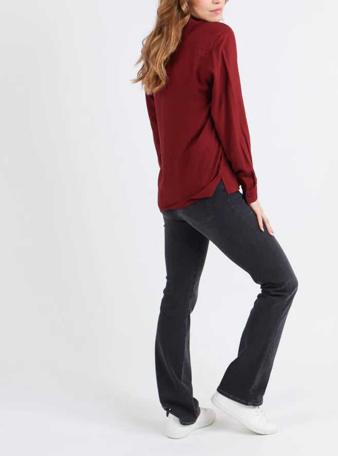 Chemisier femme en viscose rouge médoc