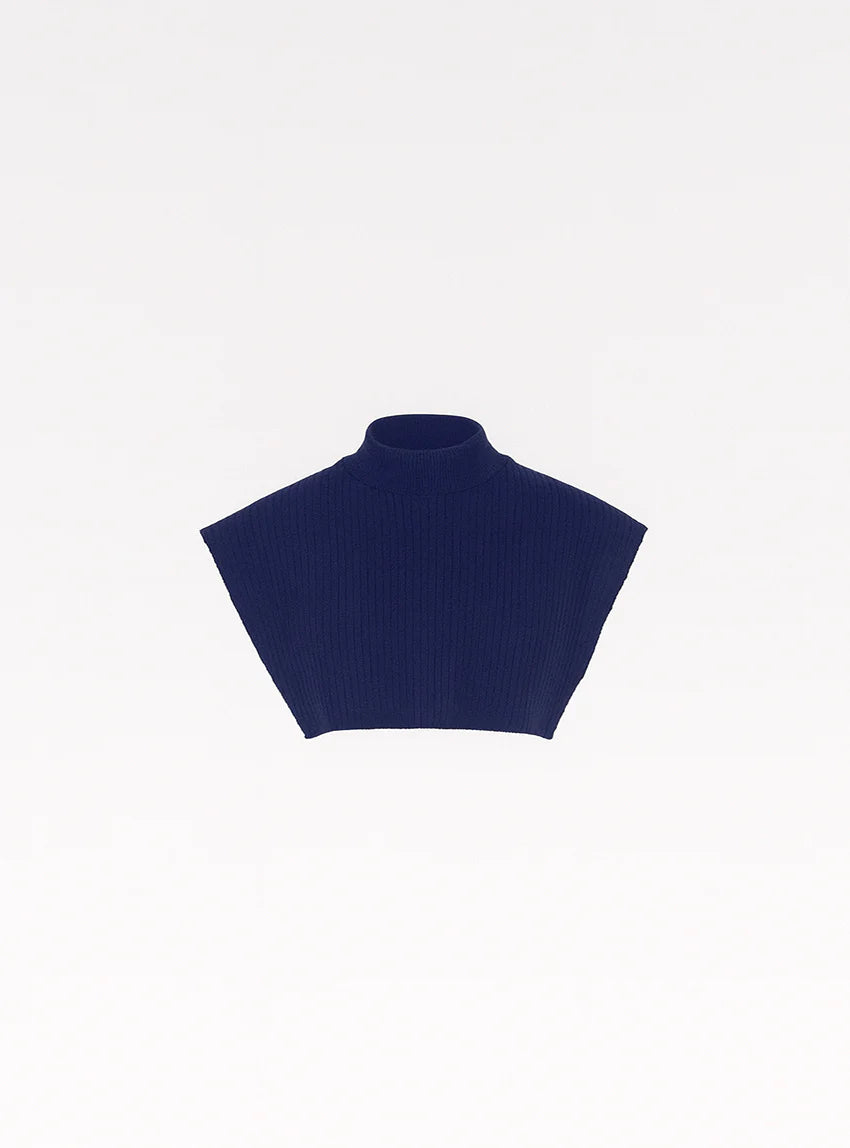 Col plastron mixte laine mérinos bleu marine