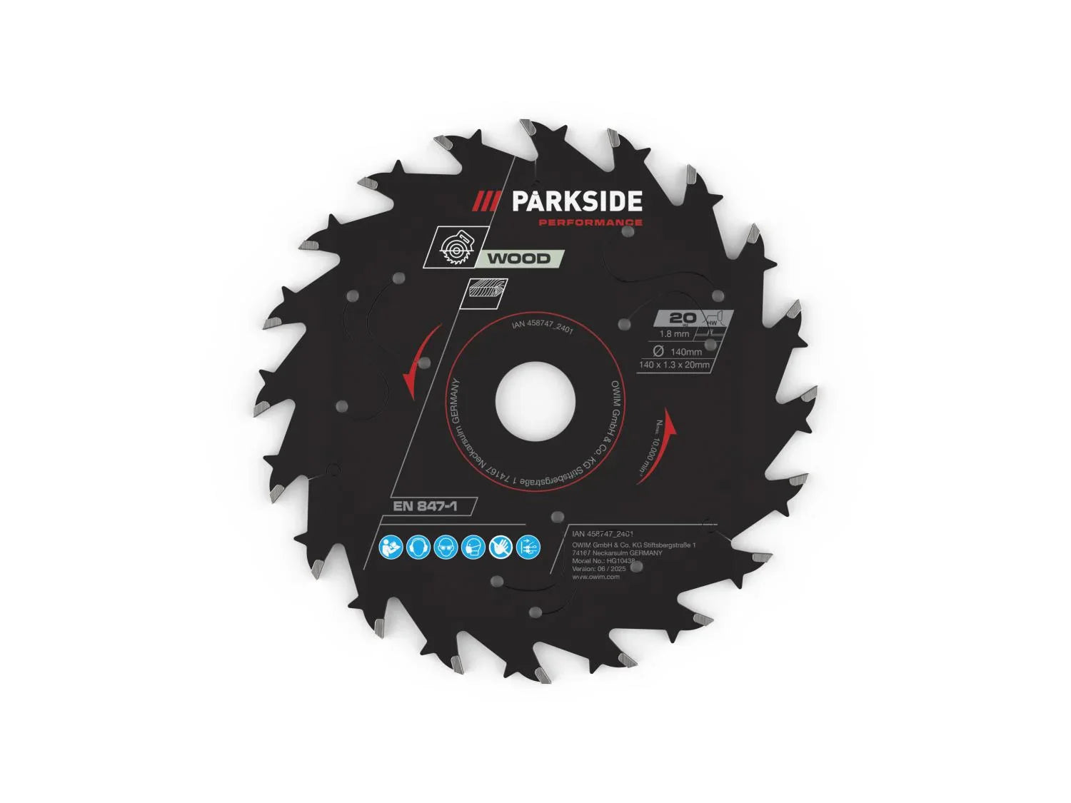 PARKSIDE PERFORMANCE Lame de scie, 140 mm, 20 dents, 40 dents, 44 dents