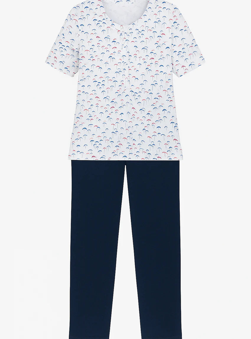 Pyjama femme en coton imprimé parasols