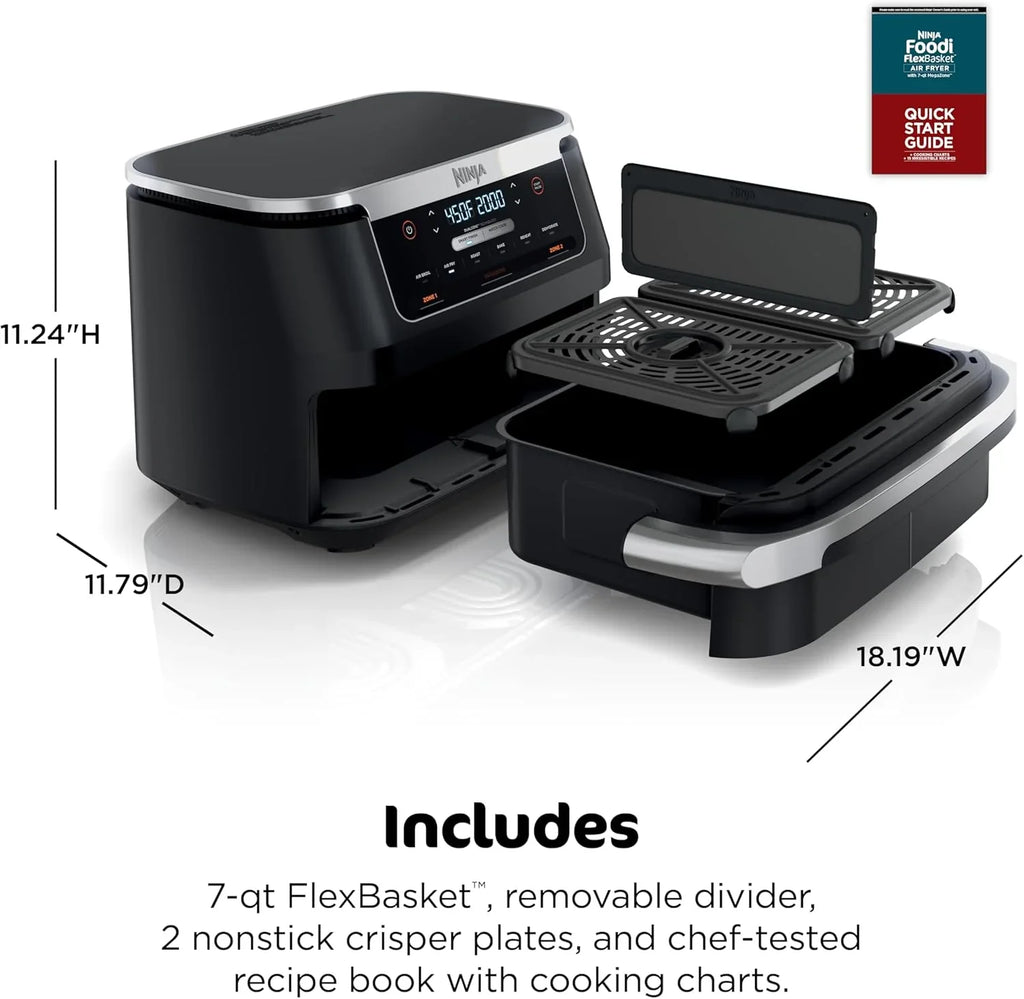 Ninja Foodi 6-in-1 FlexBasket Air Fryer with 7 QT MegaZone Basket Divider for Large Proteins