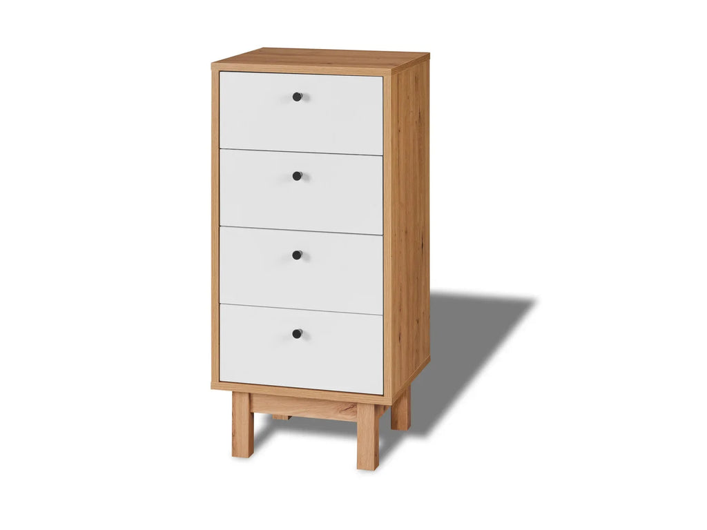 LIVARNO home Chiffonnier Copenhagen, 40 x 85 x 35 cm, imitation chne/blanc