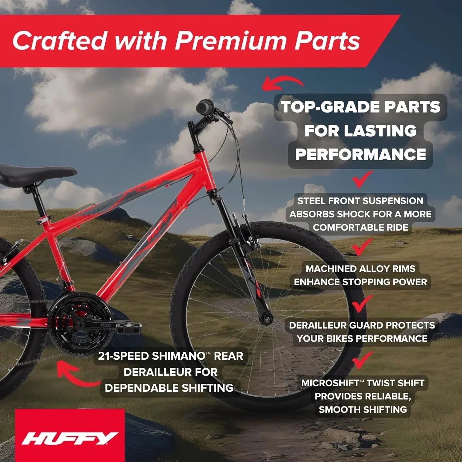 Huffy Stone Mountain Hardtail Mountain Bike for Boys/Girls/Men/Women 20/24/26 Sizes