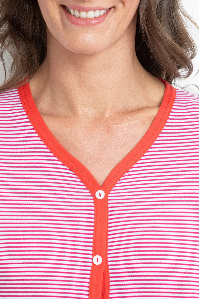 Chemise de nuit jersey doux rayé rouge