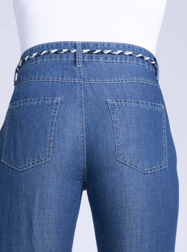 Pantalon fluide 7/8 ème bleu indigo