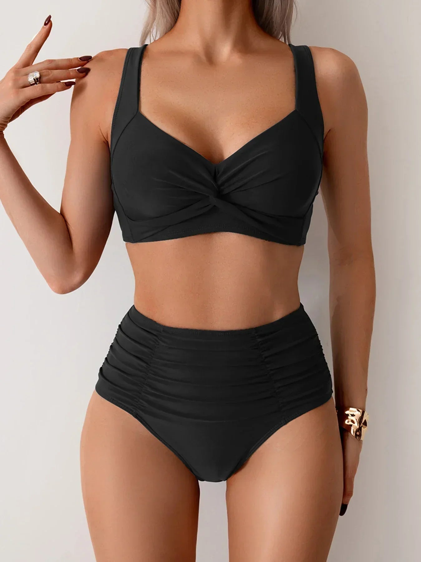 Nicoletta - Bikini Bandeau en Tissu Froissé