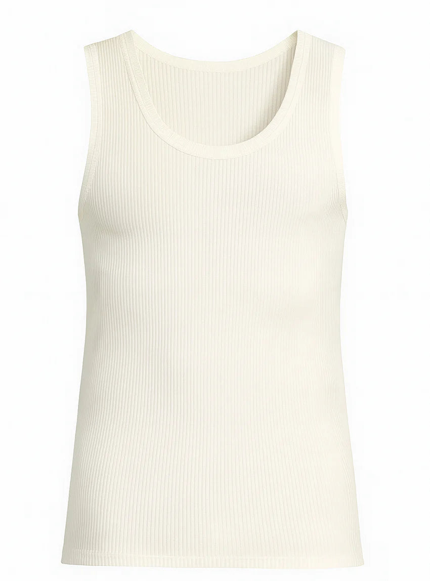 Débardeur thermique homme épais en laine blanc naturel