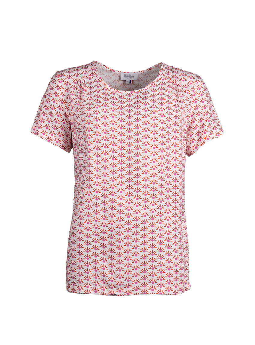 Blouse femme viscose imprimé orange