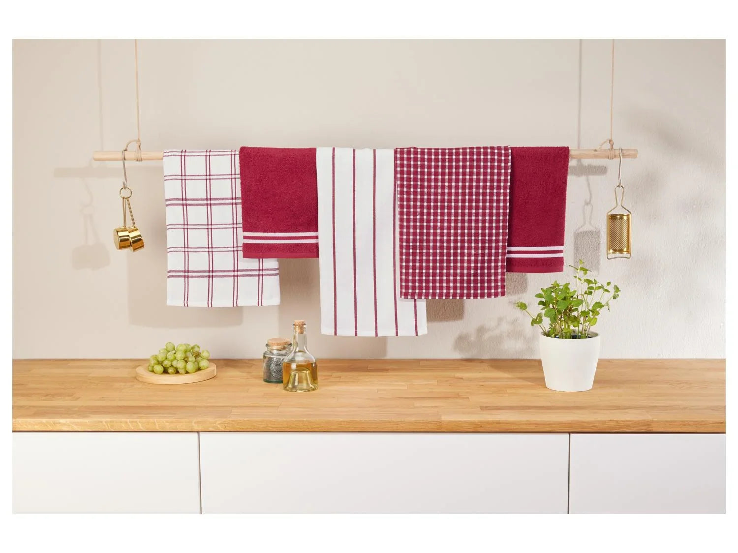 LIVARNO home Lot de 5 torchons de cuisine
