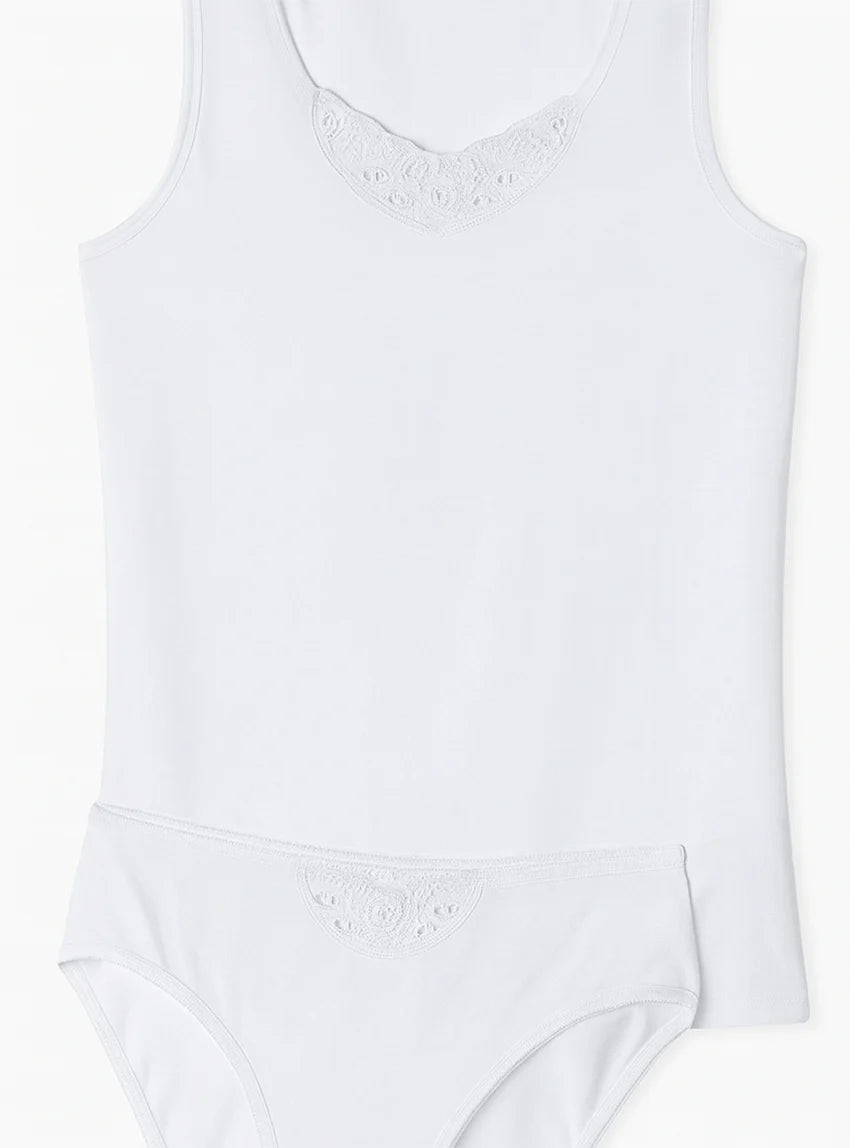 Culotte dentelle femme en coton blanc