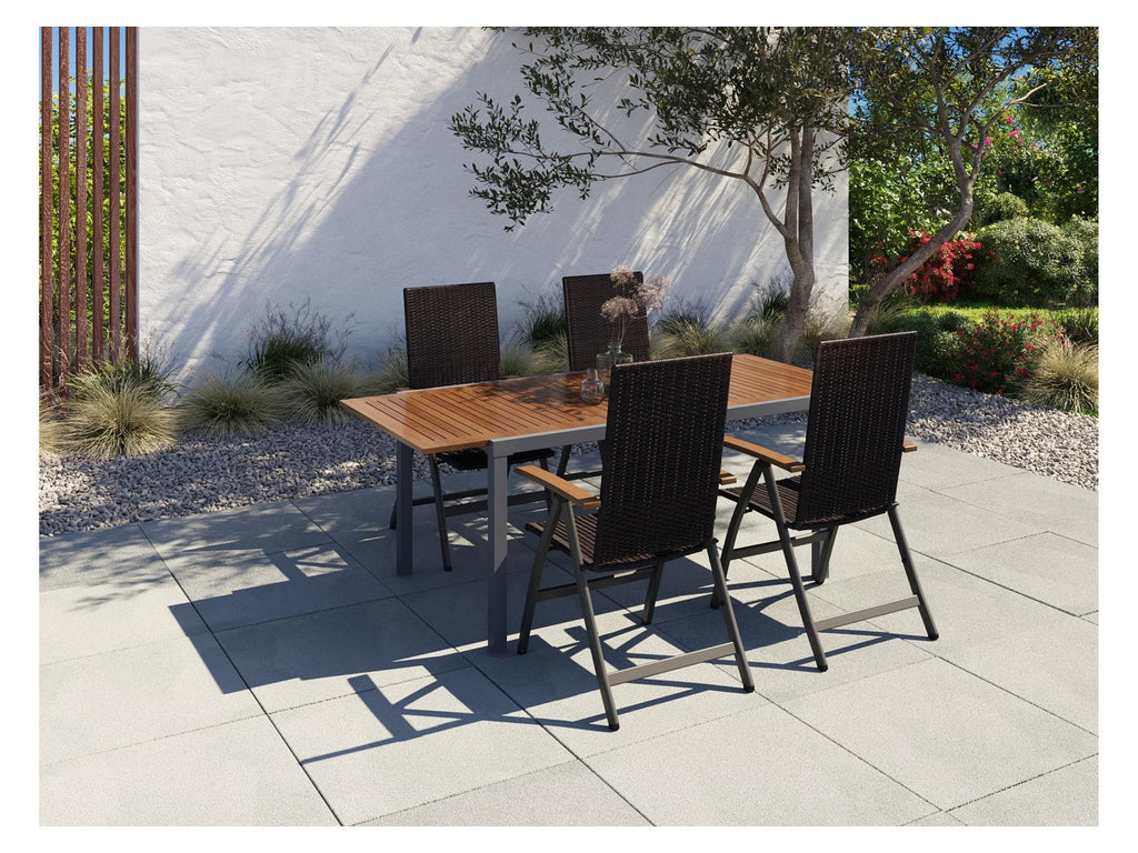 LIVARNO home Ensemble en rsine tresse  Valencia , 5 pices - table extensible & 4 fauteuils pliants