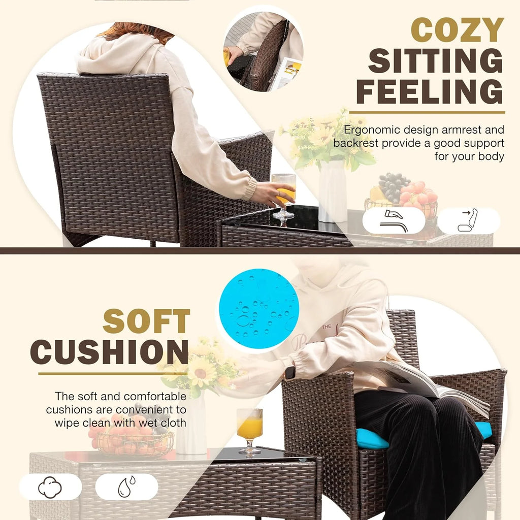 Homall 4 Pieces Outdoor Patio Furniture Sets Rattan Chair Wicker Set, Outdoor Indoor Use Backyard Porch Garden Poolside Balcony Furniture Sets (Grey)