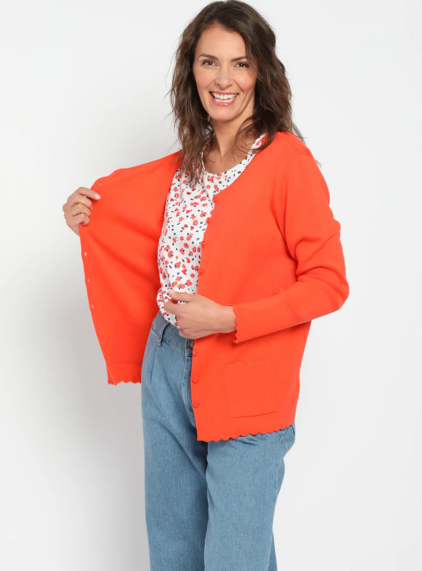 Cardigan femme en laine mérinos Orange Pulpe