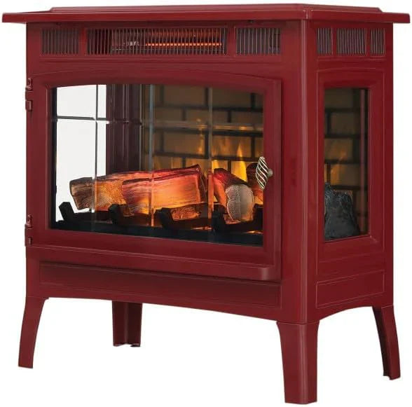 Freestanding Electric Fireplace Stove Heater with 3D Flame Effect for 1000 Sq. Ft