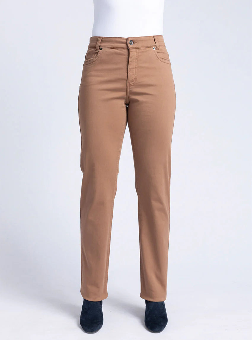Pantalon femme en coton beige noisette