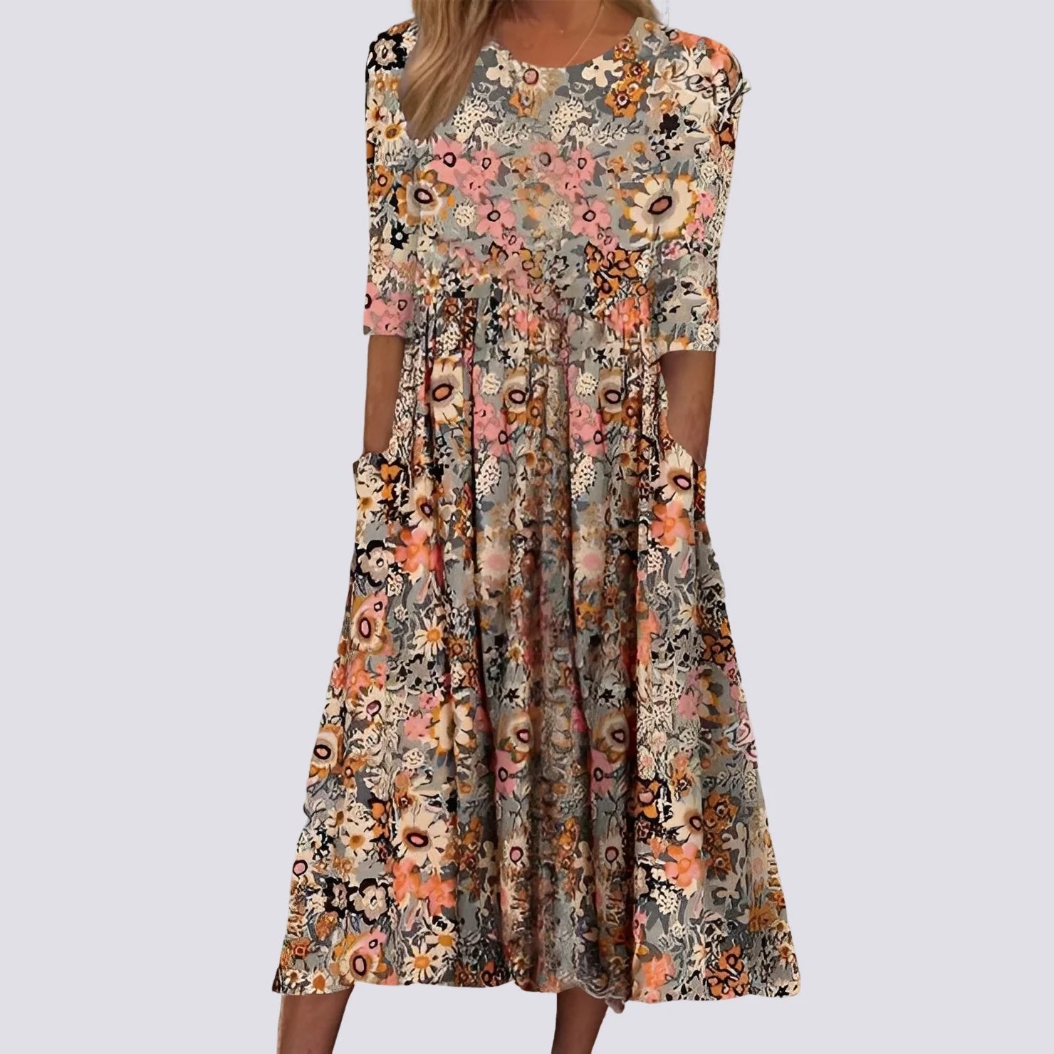 Lucie - Robe longue fleurie élégante