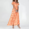 Régine™ – Robe longue d’été fleurie à col V