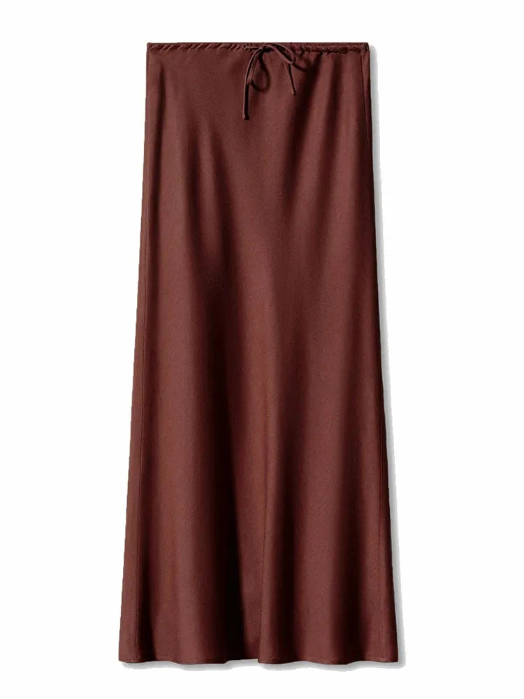 Sophie Paris I Jupe longue en satin taille haute