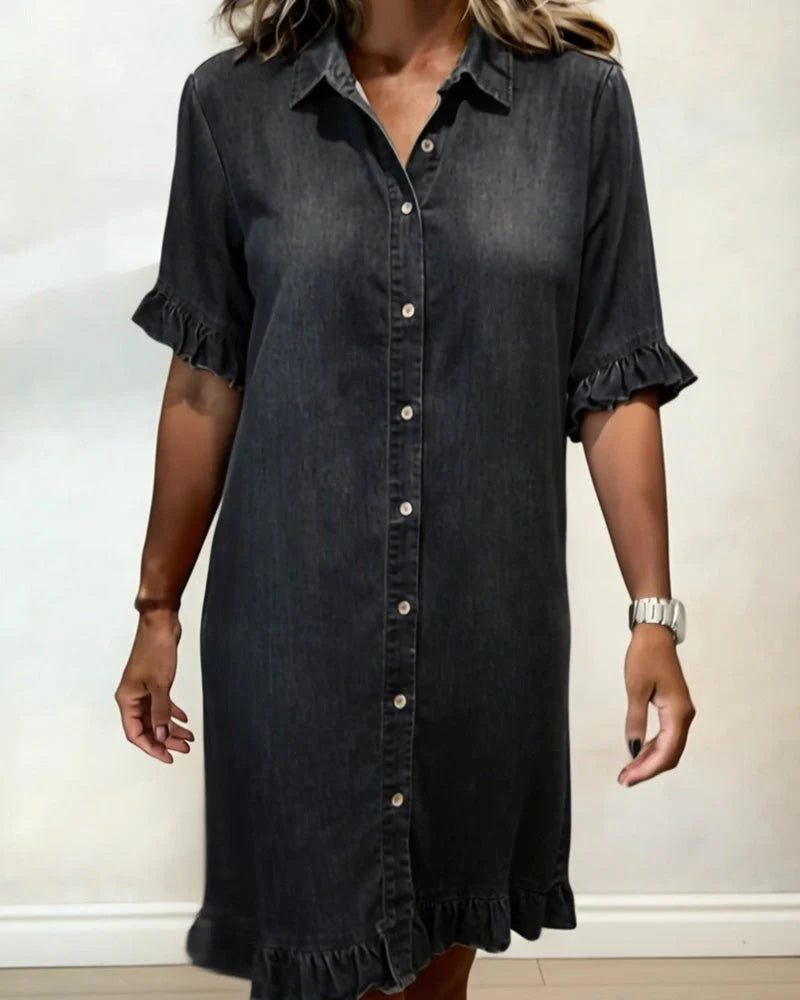 Louise | Robe en Denim Confortable avec Fronces Flatteuses