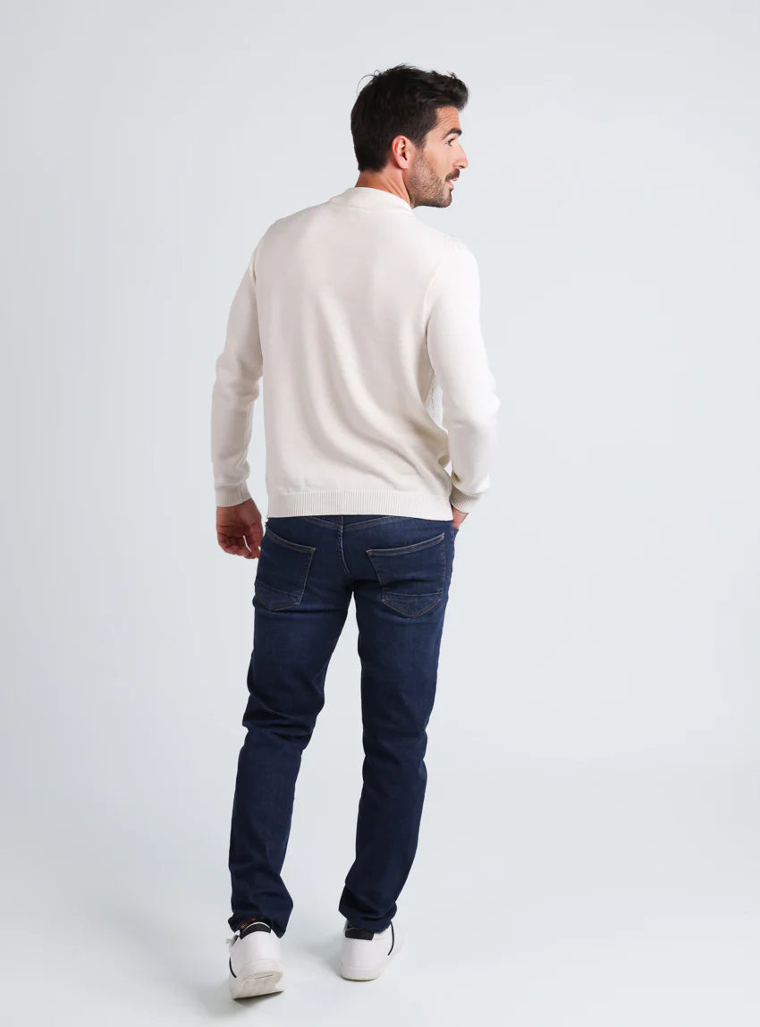 Pull homme en laine mérinos blanc naturel