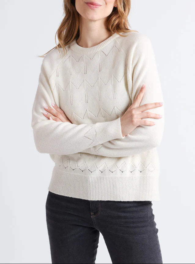 Pull femme laine et cachemire blanc crème