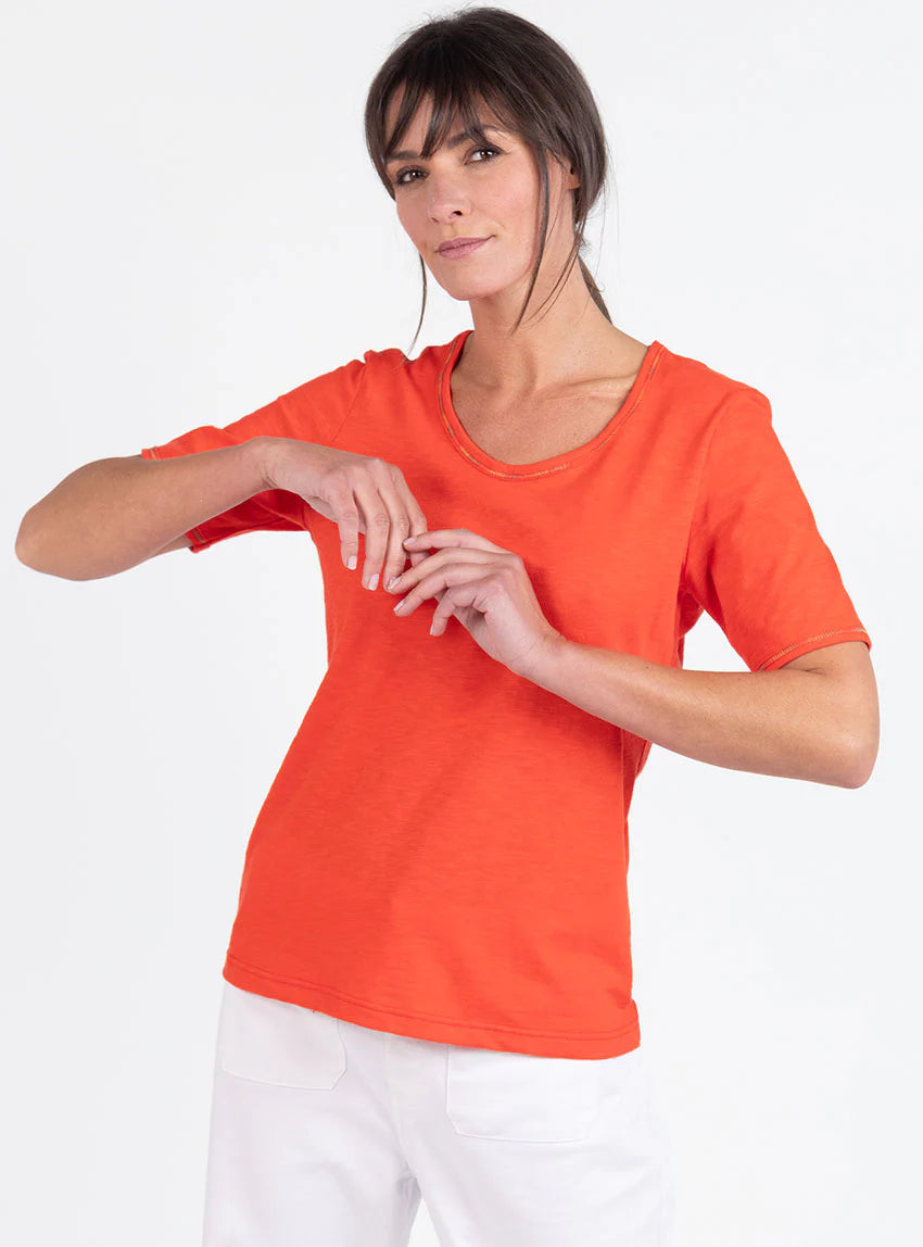 Tee-shirt femme en coton orange agrume