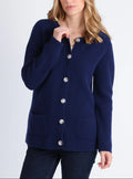 Cardigan femme en laine mérinos bleu