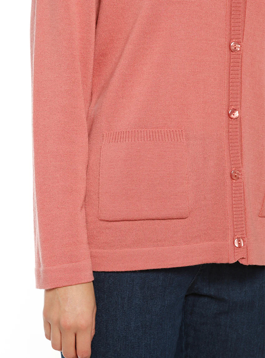 Gilet femme en laine merinos rose tomette