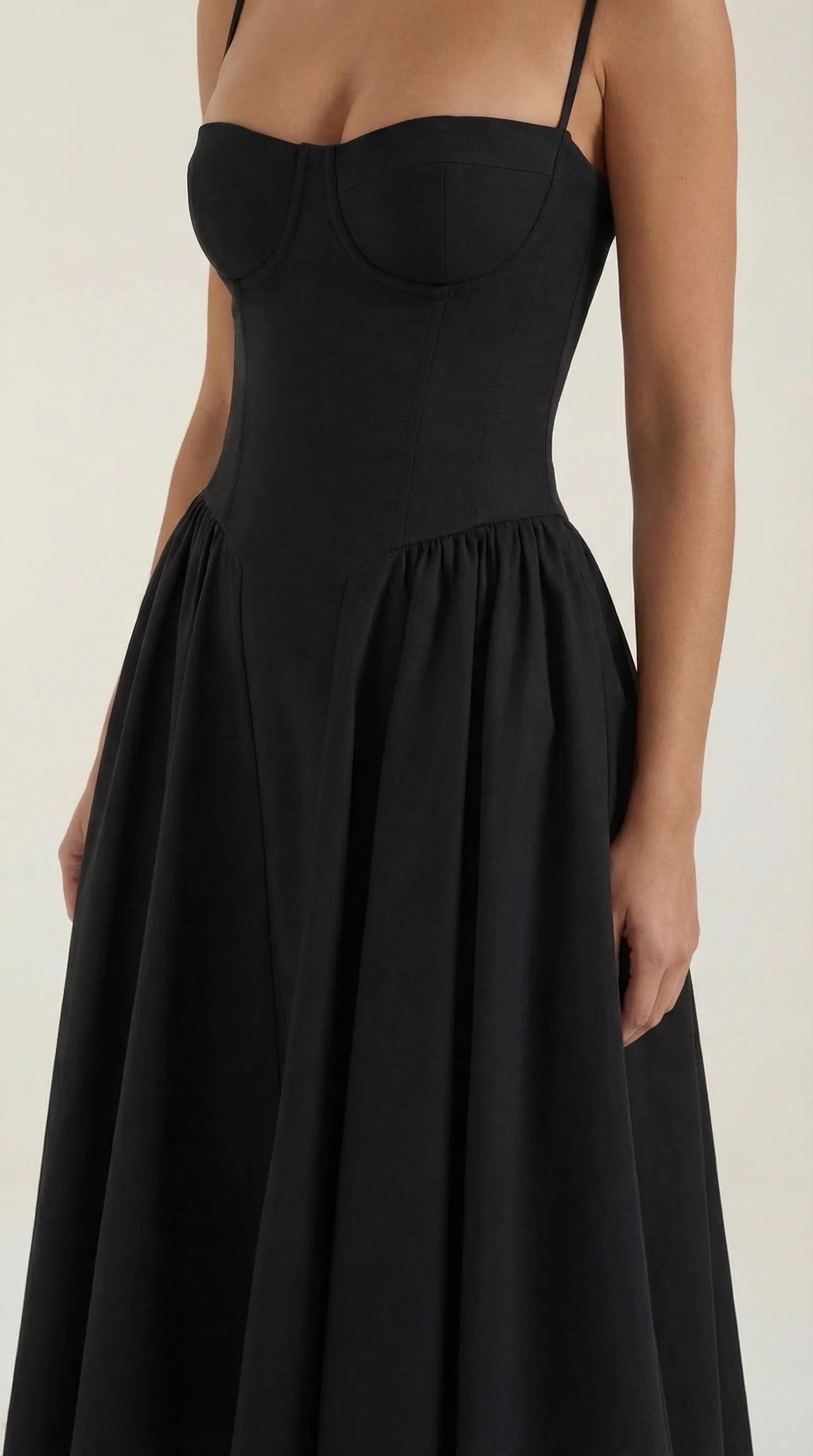 Robe mi-longue corset florale pour femme avec décolleté en cœur