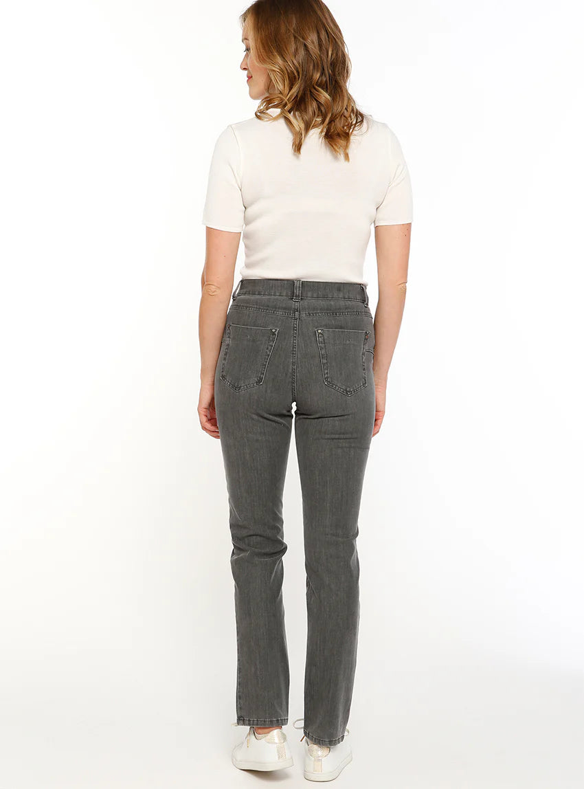 Jean femme coupe droite gris foncé