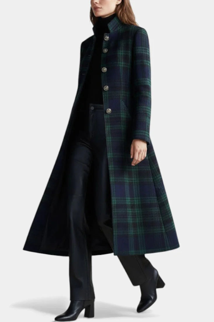 Madeleine | Manteau mi-long carreaux élégant