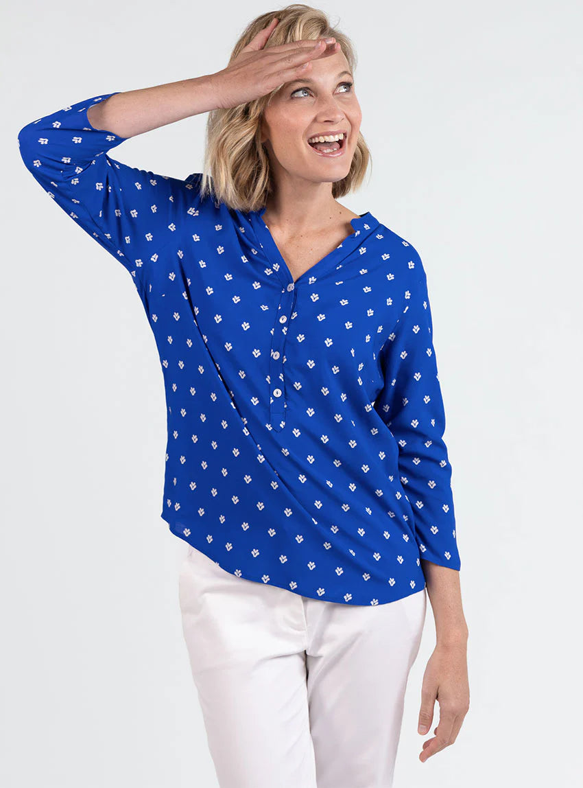 Blouse femme en viscose bleu mer