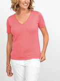 Pull femme manches courtes en coton Rose