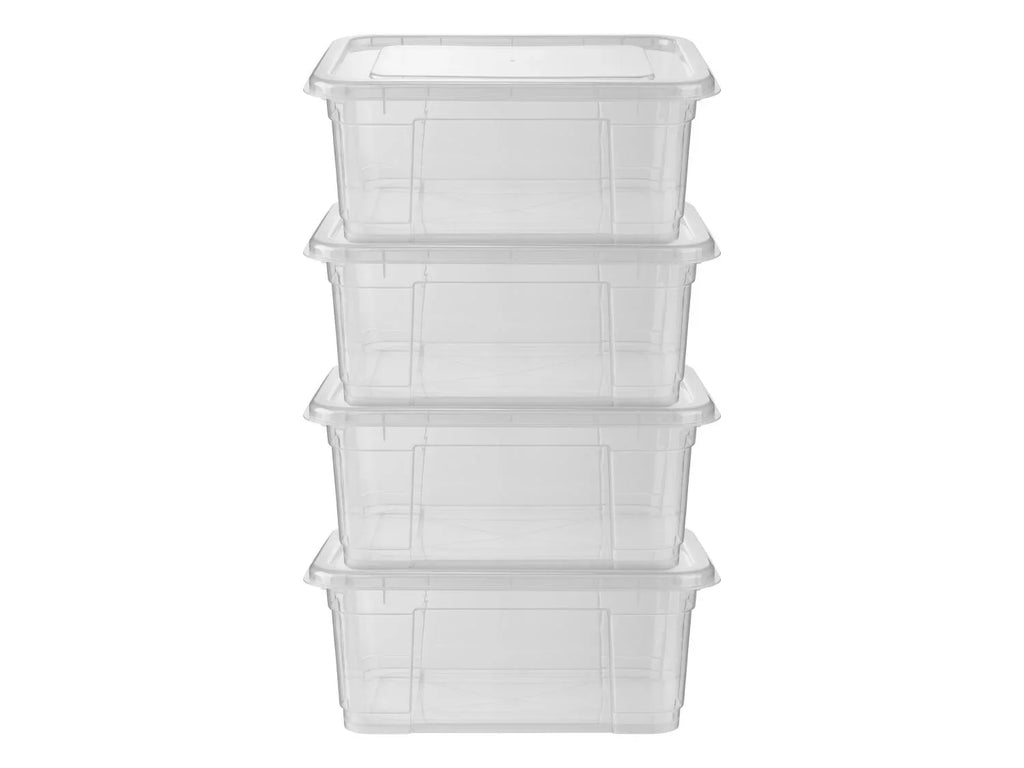 W5 Lot de 4 botes de rangement avec couvercle, 11 l